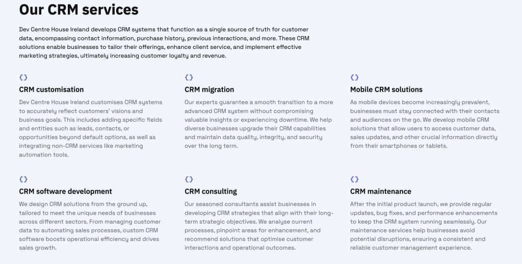 CRM Services by Dev Centre House Ireland on UK Distributors